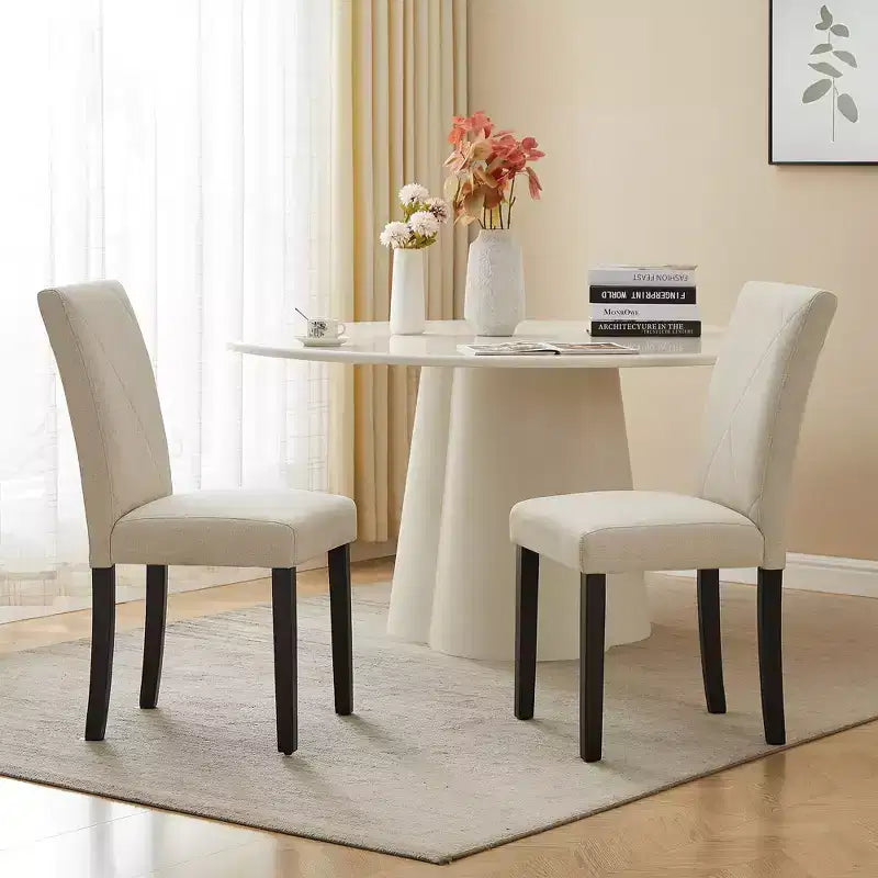 Sedie imbottite da pranzo, sedie Parsons con schienale alto, sedie da cucina in legno Marrone/Beige/Verde