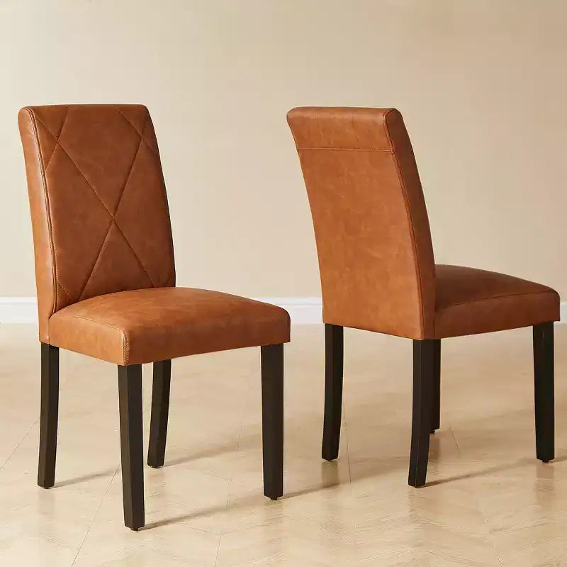 Sedie imbottite da pranzo, sedie Parsons con schienale alto, sedie da cucina in legno Marrone/Beige/Verde