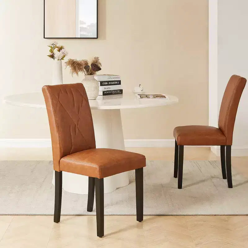 Sedie imbottite da pranzo, sedie Parsons con schienale alto, sedie da cucina in legno Marrone/Beige/Verde