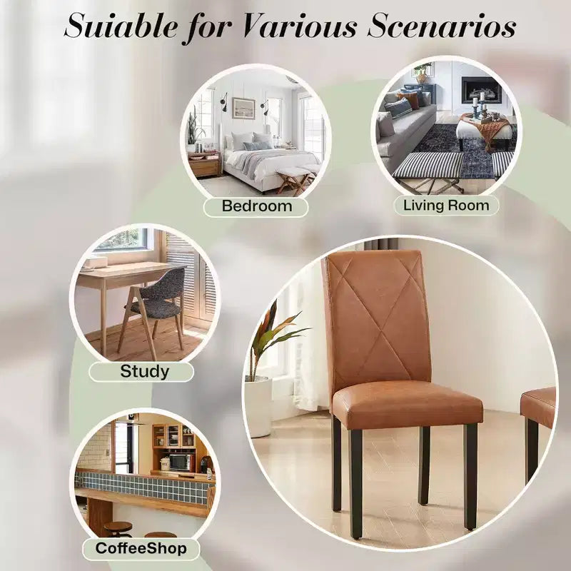 Sedie imbottite da pranzo, sedie Parsons con schienale alto, sedie da cucina in legno Marrone/Beige/Verde