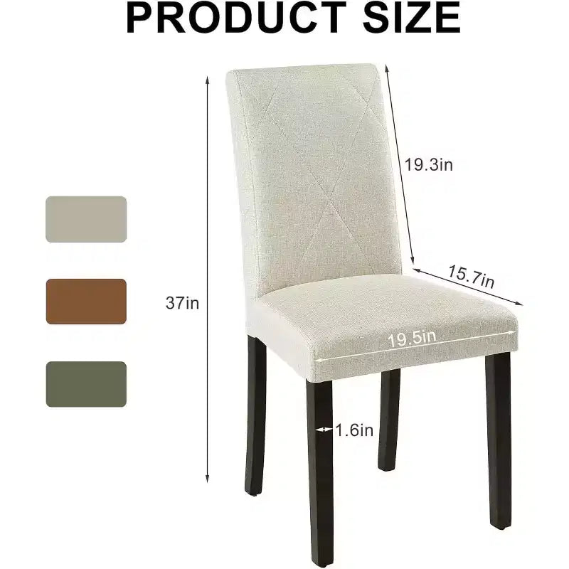 Sedie imbottite da pranzo, sedie Parsons con schienale alto, sedie da cucina in legno Marrone/Beige/Verde