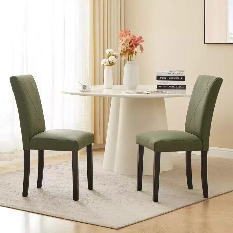 Sedie imbottite da pranzo, sedie Parsons con schienale alto, sedie da cucina in legno Marrone/Beige/Verde