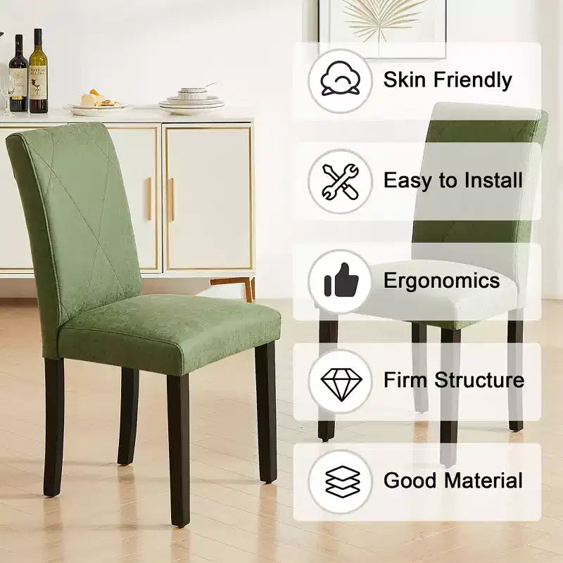 Sedie imbottite da pranzo, sedie Parsons con schienale alto, sedie da cucina in legno Marrone/Beige/Verde