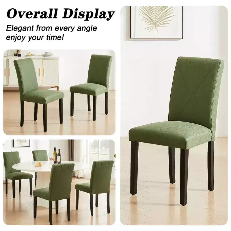 Sedie imbottite da pranzo, sedie Parsons con schienale alto, sedie da cucina in legno Marrone/Beige/Verde