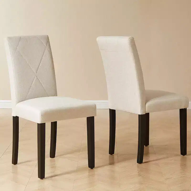Sedie imbottite da pranzo, sedie Parsons con schienale alto, sedie da cucina in legno Marrone/Beige/Verde