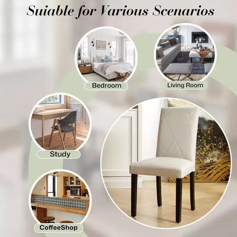 Sedie imbottite da pranzo, sedie Parsons con schienale alto, sedie da cucina in legno Marrone/Beige/Verde