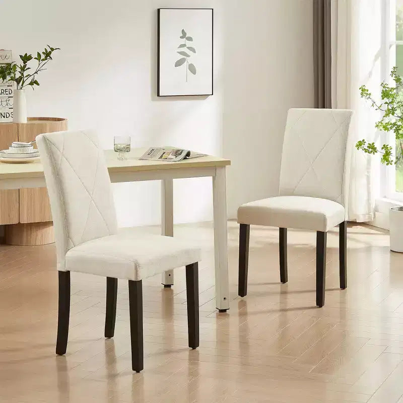  Set of 2/4/6 Upholstered Dining Chairs High Back Parsons Chairs Wooden Kitchen Chairs Brown/Beige/Green