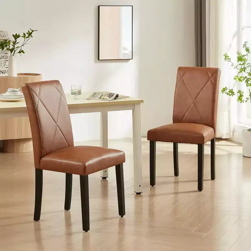 Sedie imbottite da pranzo, sedie Parsons con schienale alto, sedie da cucina in legno Marrone/Beige/Verde