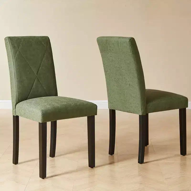 Sedie imbottite da pranzo, sedie Parsons con schienale alto, sedie da cucina in legno Marrone/Beige/Verde