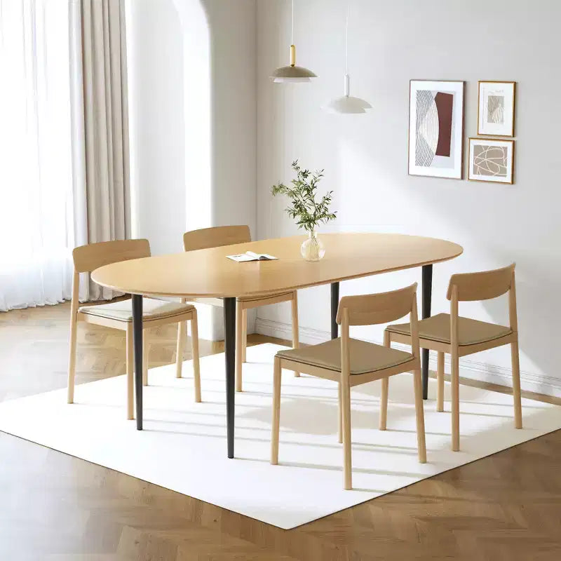 Tavolo da Pranzo Ovale in Legno, Tavolo da Cucina con Gambe in Metallo