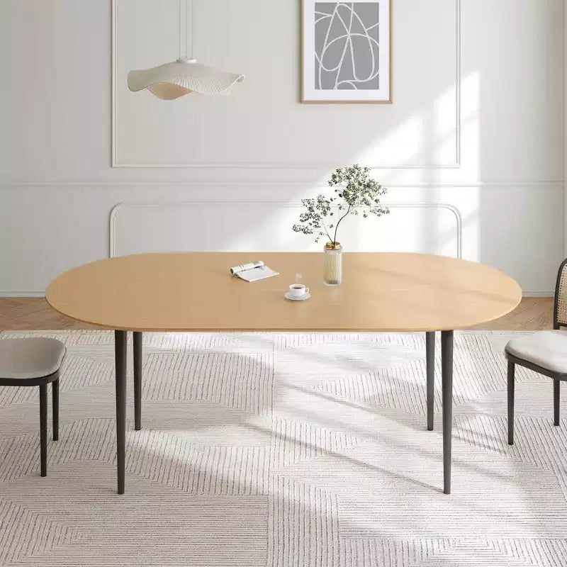 Tavolo da Pranzo Ovale in Legno, Tavolo da Cucina con Gambe in Metallo