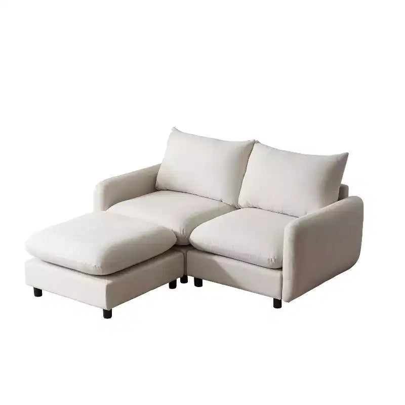   3 Pieces Modern Upholstered Sectional Sofa Set, White