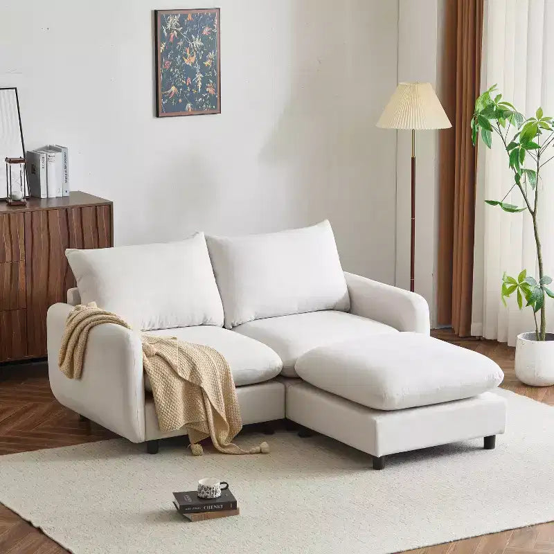 Divano Sezionale Moderno Imbottito, Bianco