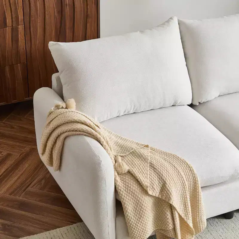 Divano Sezionale Moderno Imbottito, Bianco