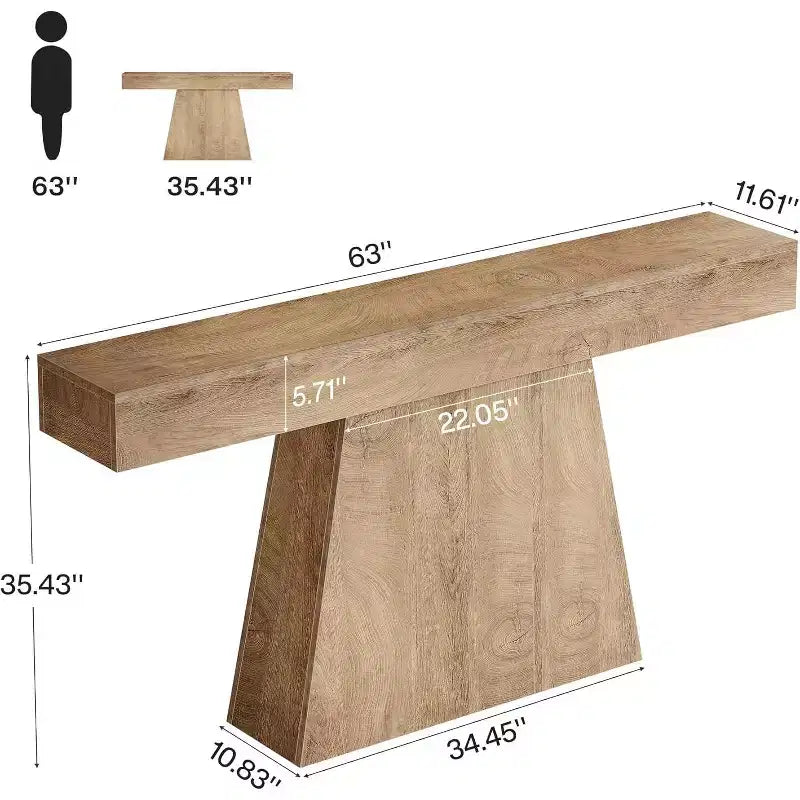 Tavolo consolle da 63", tavolo da ingresso con base trapezoidale per entrata, corridoio, soggiorno