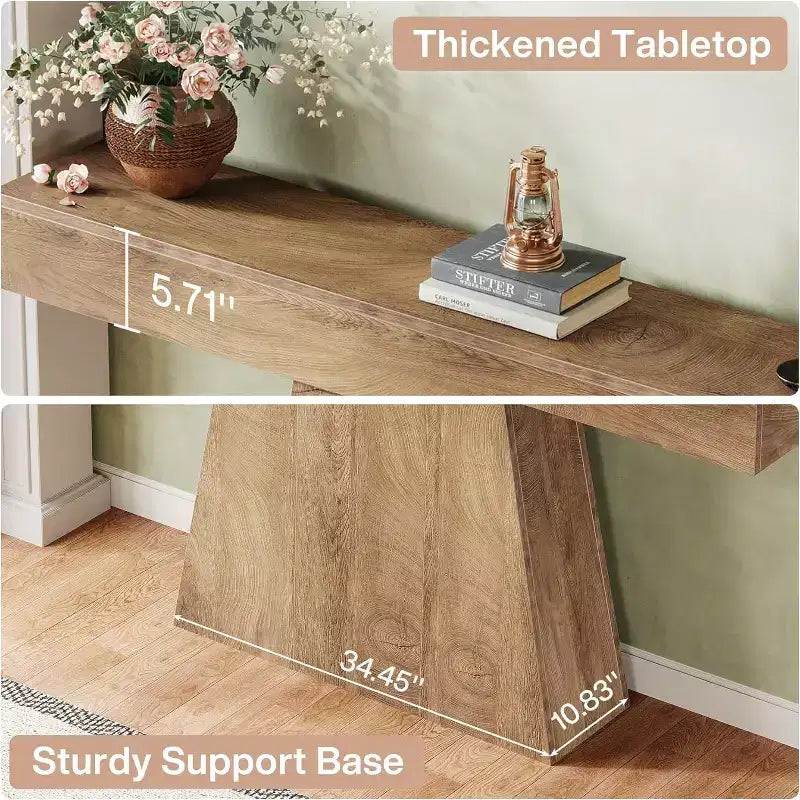 Tavolo consolle da 63", tavolo da ingresso con base trapezoidale per entrata, corridoio, soggiorno