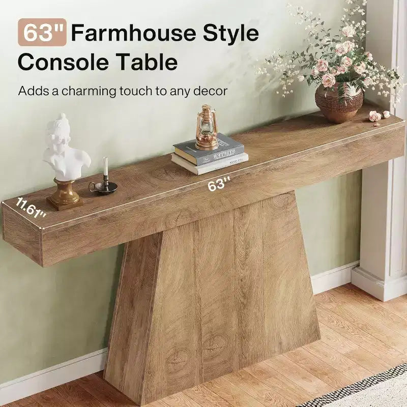 Tavolo consolle da 63", tavolo da ingresso con base trapezoidale per entrata, corridoio, soggiorno