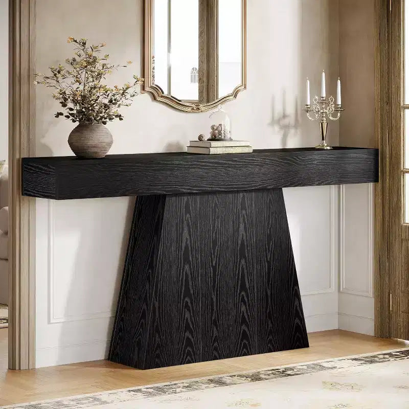 Tavolo consolle da 63", tavolo da ingresso con base trapezoidale per entrata, corridoio, soggiorno