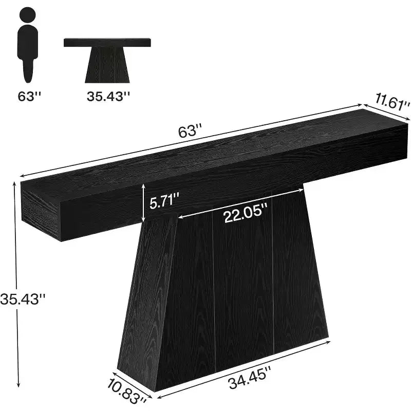 Tavolo consolle da 63", tavolo da ingresso con base trapezoidale per entrata, corridoio, soggiorno