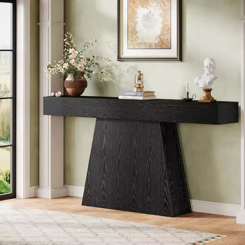 Tavolo consolle da 63", tavolo da ingresso con base trapezoidale per entrata, corridoio, soggiorno
