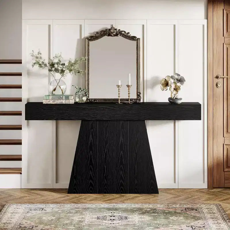 Tavolo consolle da 63", tavolo da ingresso con base trapezoidale per entrata, corridoio, soggiorno