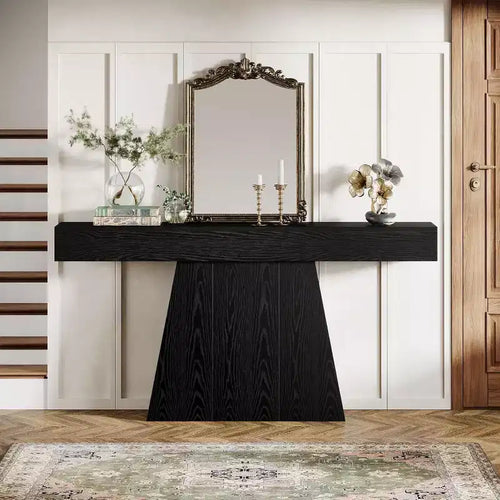 Tavolo consolle da 63", tavolo da ingresso con base trapezoidale per entrata, corridoio, soggiorno