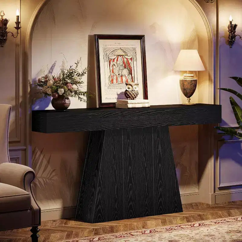 Tavolo consolle da 63", tavolo da ingresso con base trapezoidale per entrata, corridoio, soggiorno