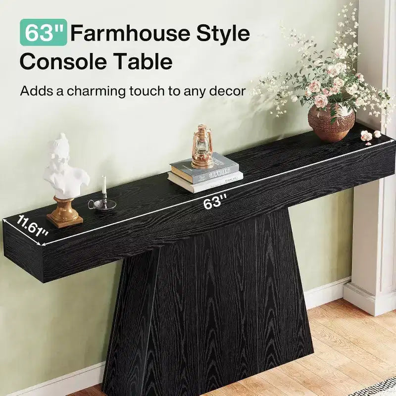 Tavolo consolle da 63", tavolo da ingresso con base trapezoidale per entrata, corridoio, soggiorno