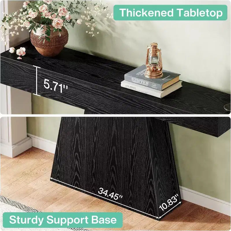 Tavolo consolle da 63", tavolo da ingresso con base trapezoidale per entrata, corridoio, soggiorno