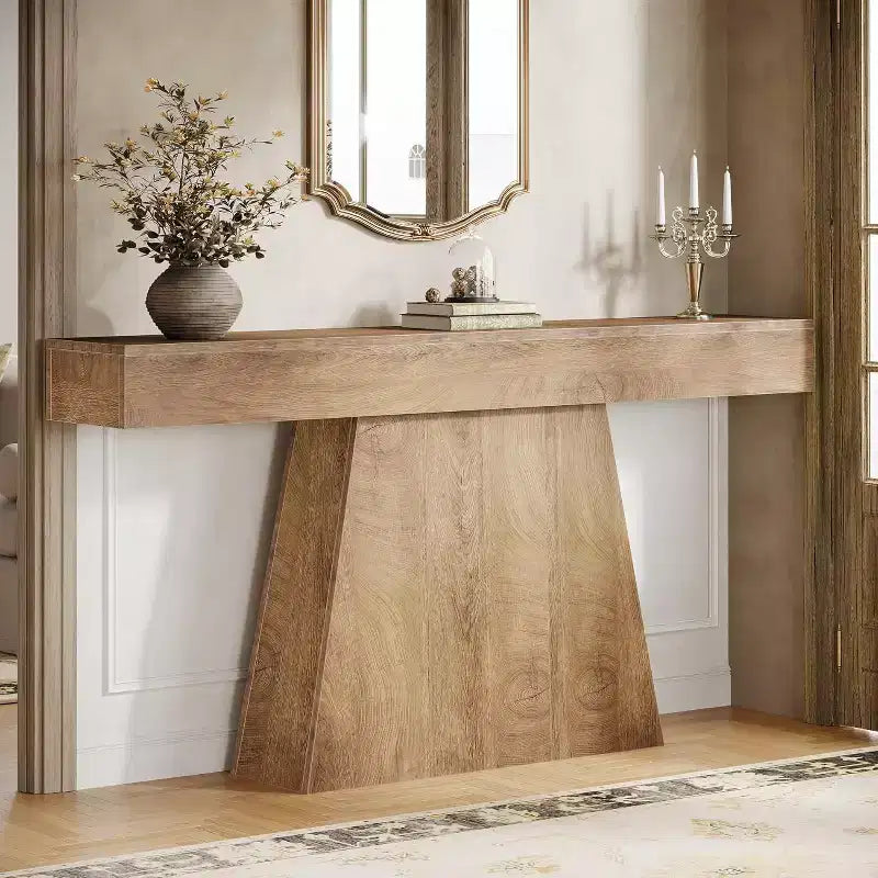 Tavolo consolle da 63", tavolo da ingresso con base trapezoidale per entrata, corridoio, soggiorno