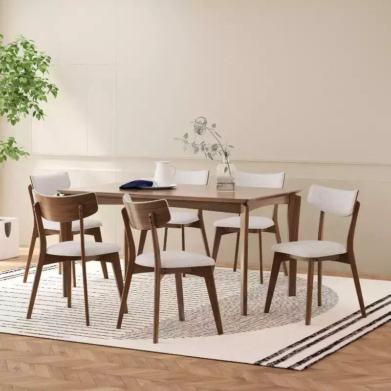   Wood and Fabric 7 Piece Dining Set