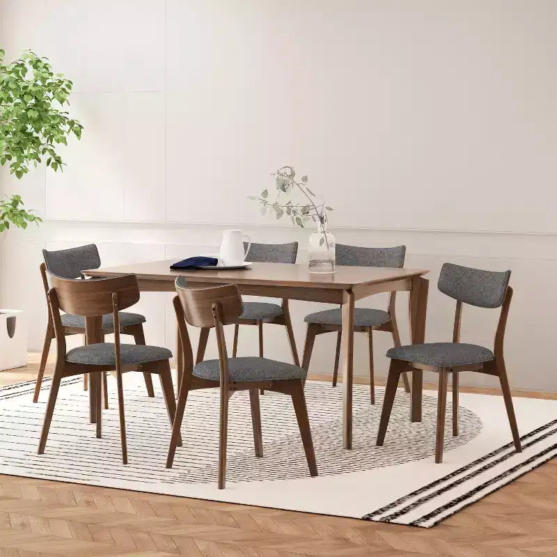 Set da pranzo in legno e tessuto