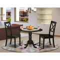  Round Drop Leaf Dining Table Set Wooden Chairs Black
