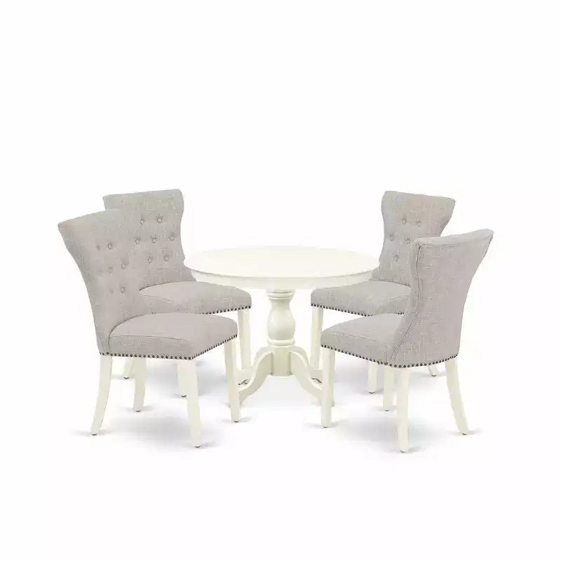 Set tavolo da cucina rotondo moderno lino bianco