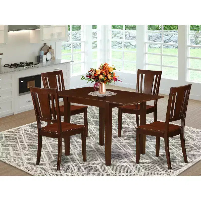  5 Piece Dining Set Rectangle Table Chairs Wood