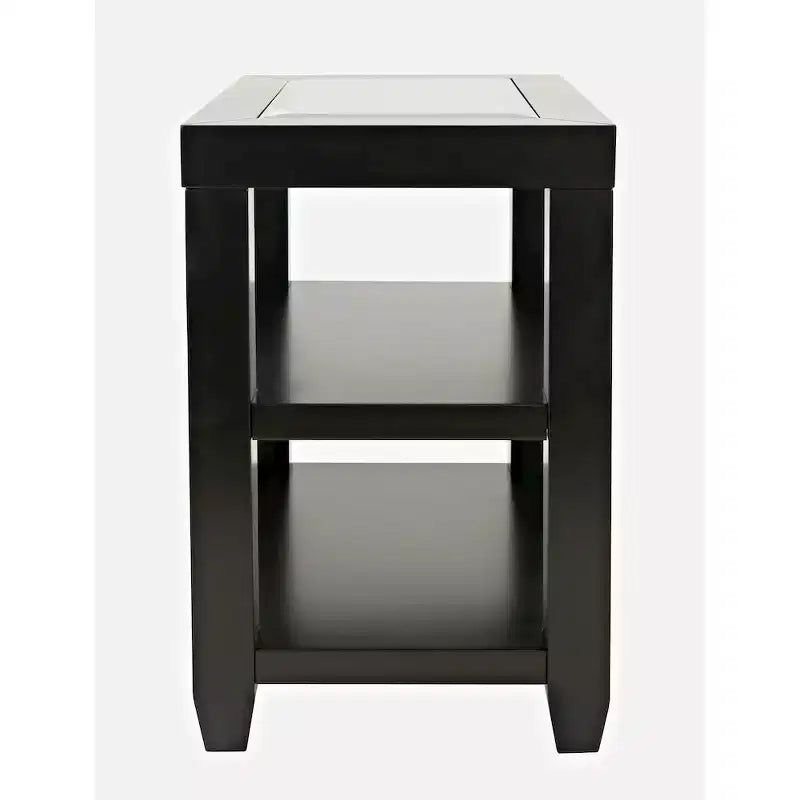 , Contemporary Glass Inlay Chair Side End Table with Storage