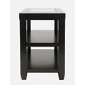, Contemporary Glass Inlay Chair Side End Table with Storage