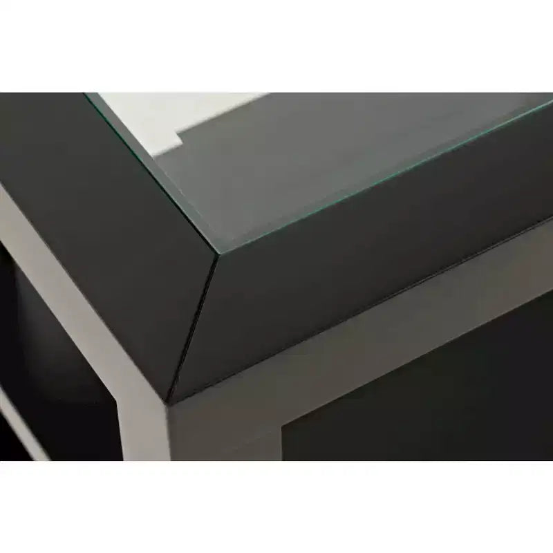 Tavolino/Comodino con intarsio in vetro e vano portaoggetti - Stile contemporaneo