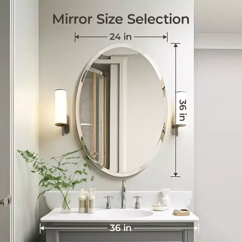 Specchio da parete ovale senza cornice per bagno/toilette