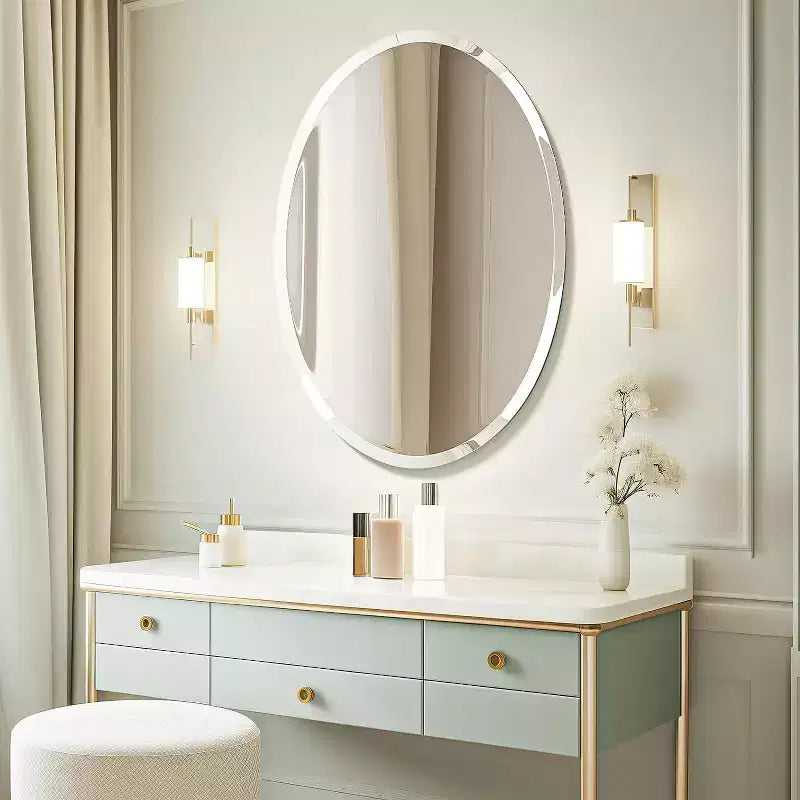 Specchio da parete ovale senza cornice per bagno/toilette