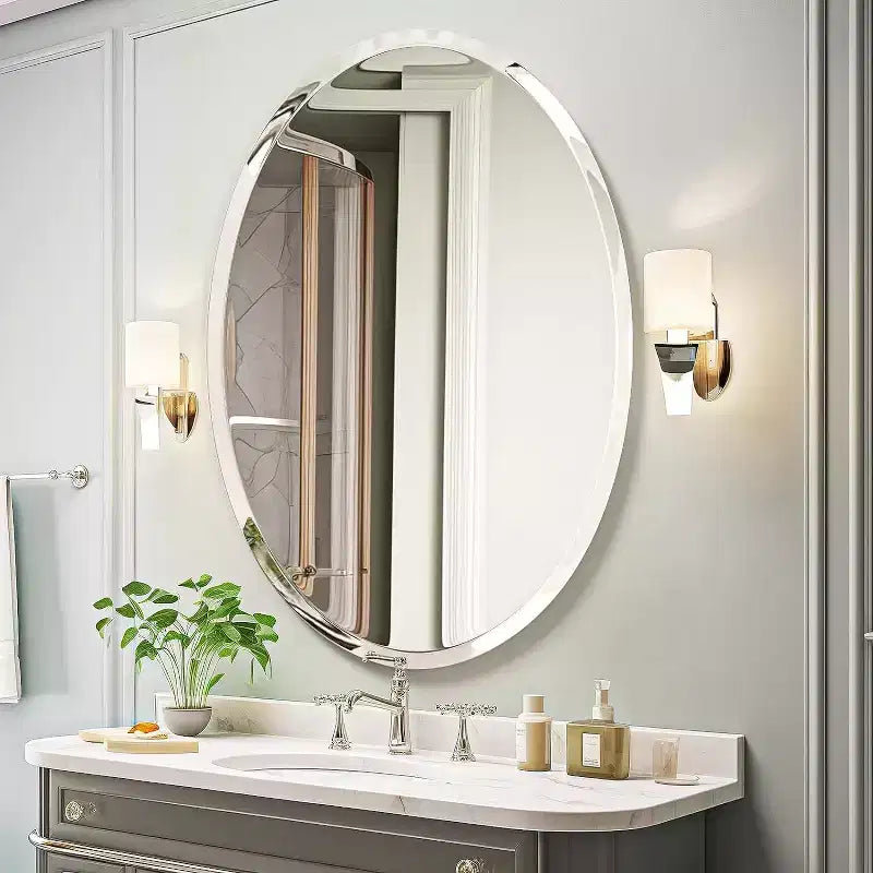Specchio da parete ovale senza cornice per bagno/toilette