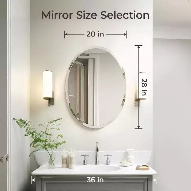 Specchio da parete ovale senza cornice per bagno/toilette