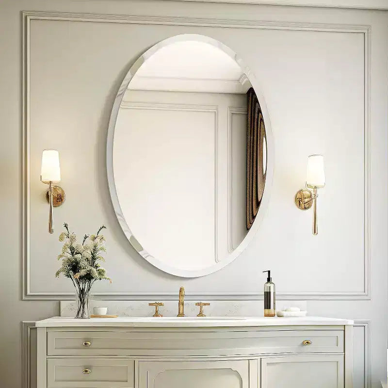 Specchio da parete ovale senza cornice per bagno/toilette