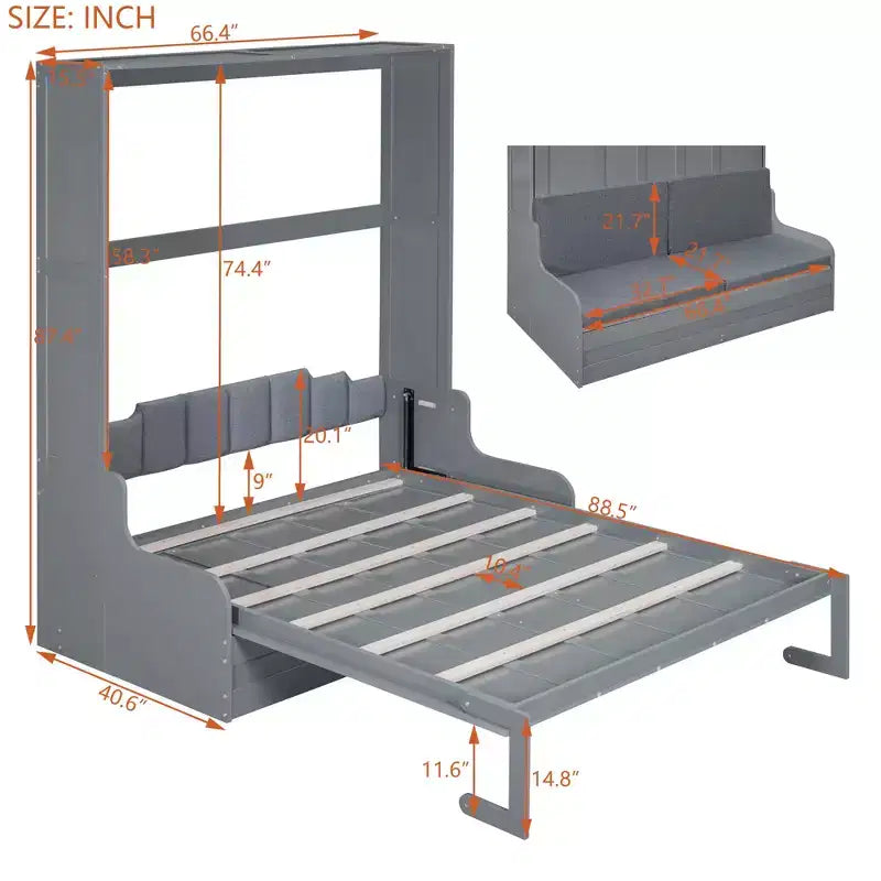 Letto a scomparsa matrimoniale Queen Size, ripiegabile in un mobile con cuscino, facile da usare