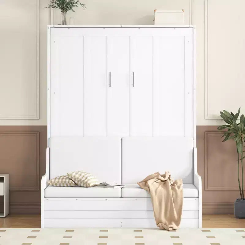 Letto a scomparsa matrimoniale Queen Size, ripiegabile in un mobile con cuscino, facile da usare