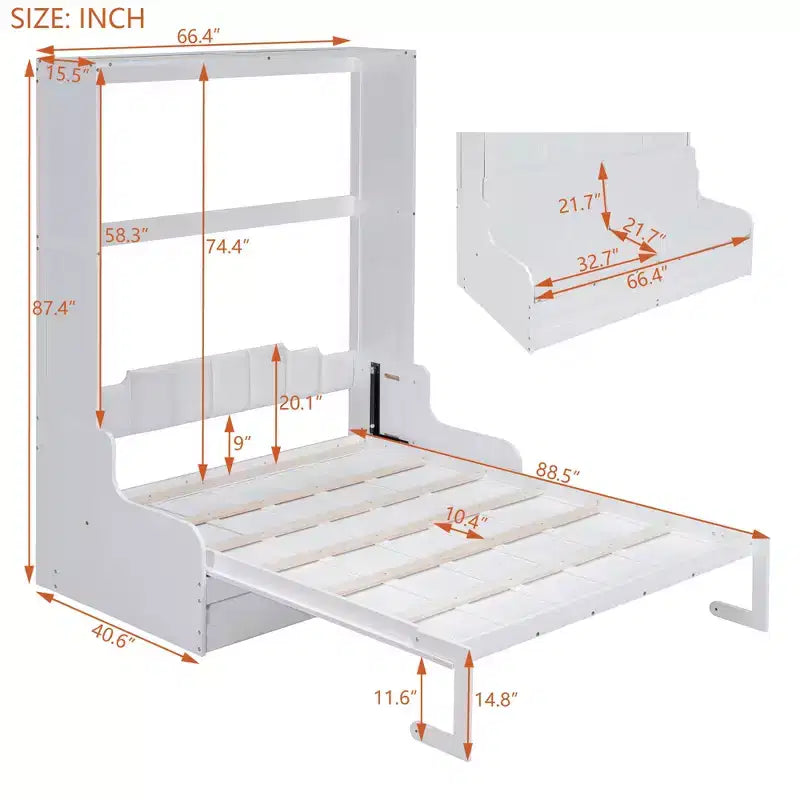 Letto a scomparsa matrimoniale Queen Size, ripiegabile in un mobile con cuscino, facile da usare