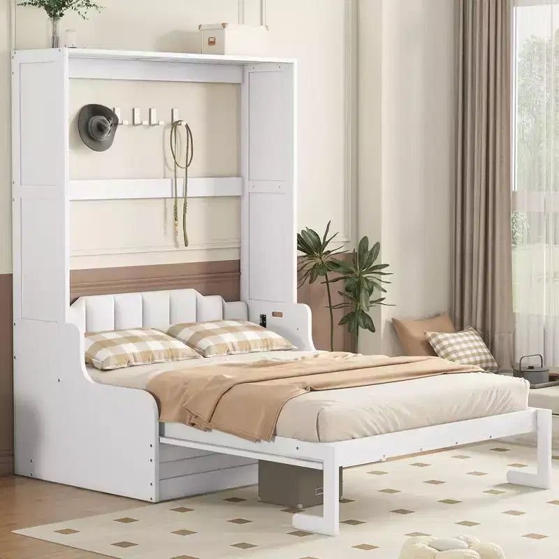 Letto a scomparsa matrimoniale Queen Size, ripiegabile in un mobile con cuscino, facile da usare