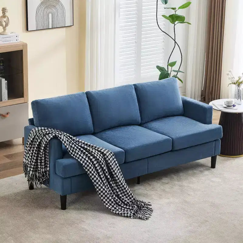 Divano dal Design Semplice - Divano Moderno in Tessuto con Telaio in Legno e Cuscini Confortevoli
