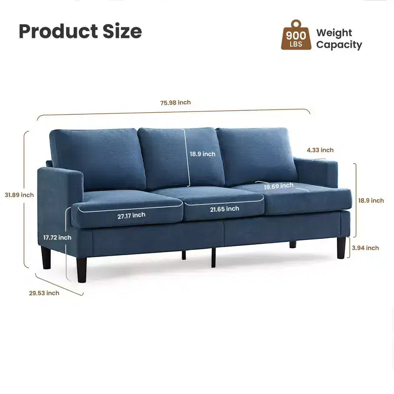Divano dal Design Semplice - Divano Moderno in Tessuto con Telaio in Legno e Cuscini Confortevoli