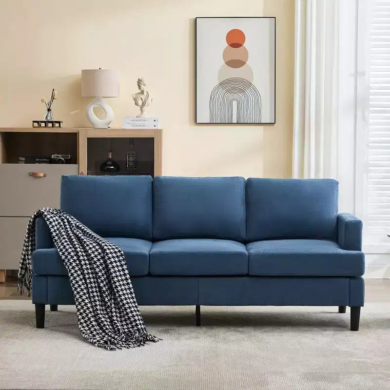 Divano dal Design Semplice - Divano Moderno in Tessuto con Telaio in Legno e Cuscini Confortevoli